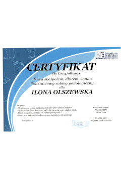 Podolog - certyfikat